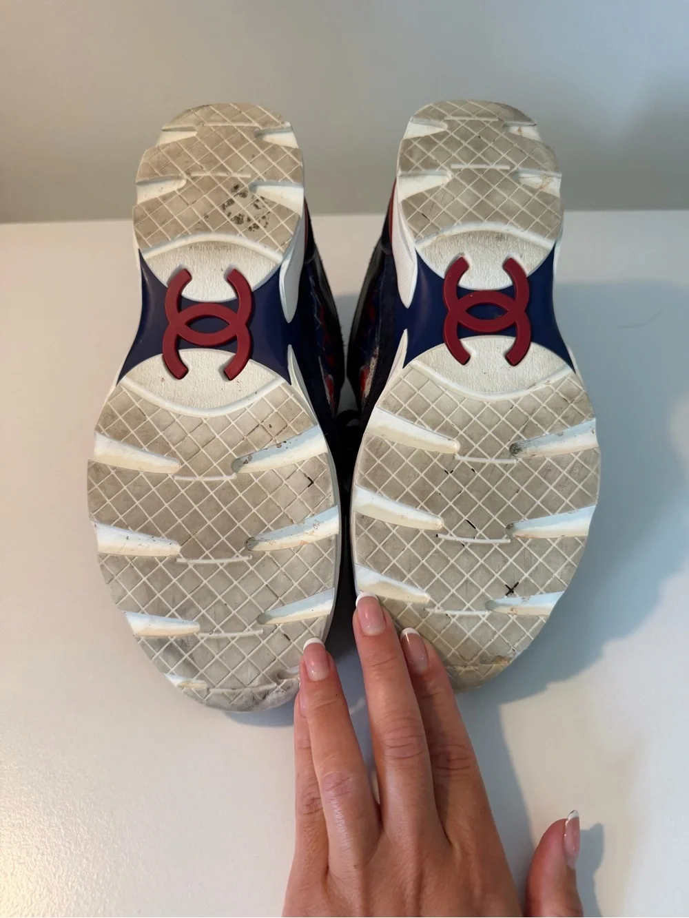 Chanel Navy & Red Logo Sneakers